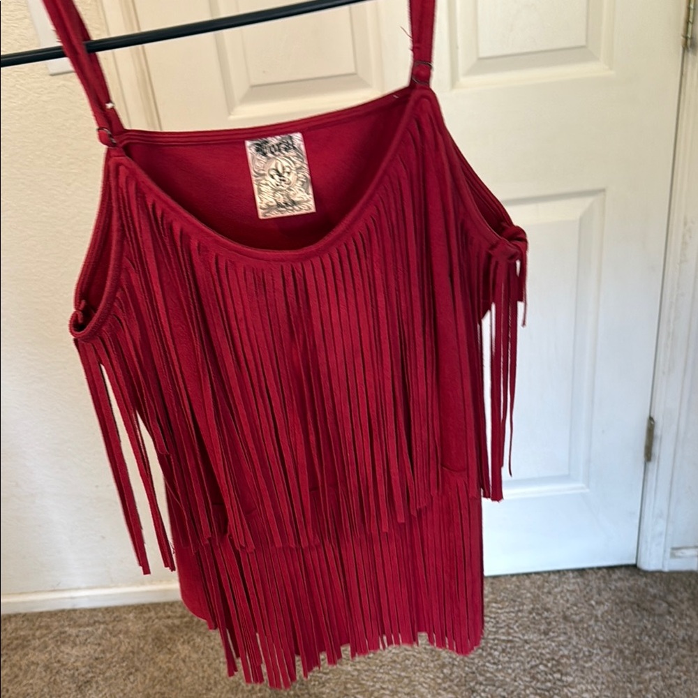 Coral Bay Red Ruffled Sleeveless Tank Top